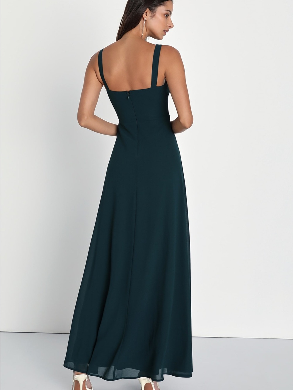Lulus Womens Whimsygoth NWT Cowl Neck Maxi Dress Size M Forest Emerald Green NWT - Picture 3 of 6